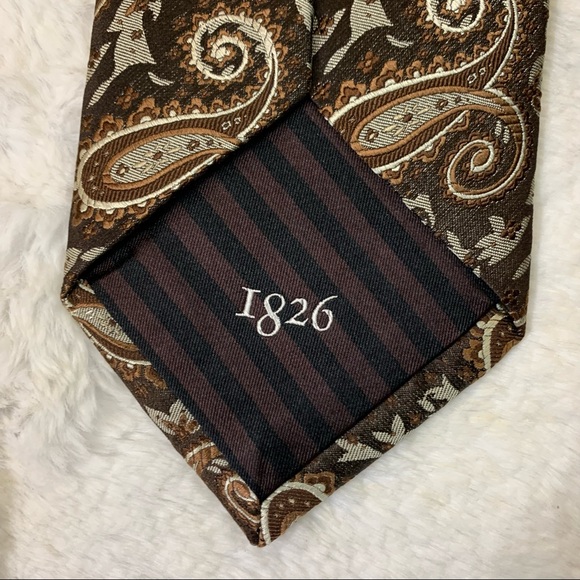 Black Brown 1826 100% Silk Necktie Brown Paisley NWOT - Picture 5 of 7